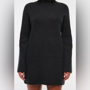 NWT Abercrombie & Fitch Mock neck sweater dress black fall holiday Xmas chic S